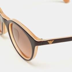 Pre Owned Emporio Armani Dark Brown EA4061F Round Sunglasses