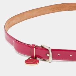 Emporio Armani Pink Patent Leather Skinny Belt 95CM