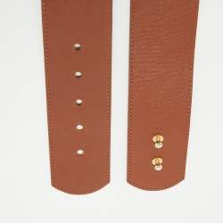 Pre Owned Emporio Armani Brown Croc Embossed and Leather Waist Belt Size 42