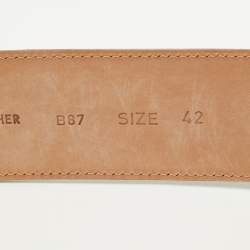Pre Owned Emporio Armani Brown Croc Embossed and Leather Waist Belt Size 42