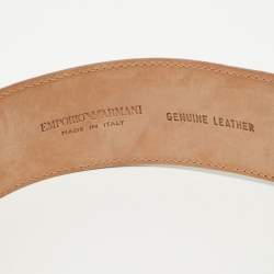 Pre Owned Emporio Armani Brown Croc Embossed and Leather Waist Belt Size 42