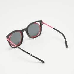 Pre Owned Emporio Armani Black/Neon Pink EA 4091 Square Sunglasses