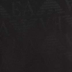 Pre Owned Emporio Armani Vintage Black Logo Pattern Satin Silk Scarf