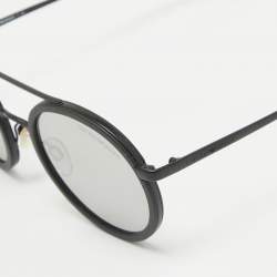 Pre Owned Emporio Armani Black Mirrored EA 2041 Round Sunglasses