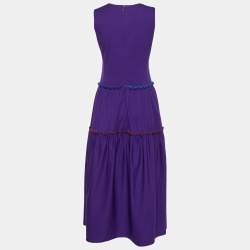 Emporio Armani Purple Wool Ruffled Midi Dress S