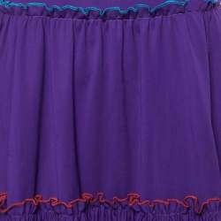 Emporio Armani Purple Wool Ruffled Midi Dress S