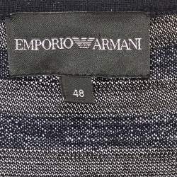 Pre Owned Emporio Armani Black Stripe Knit Sweatshirt L