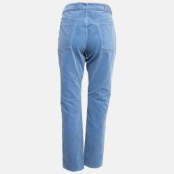 Pre Owned Emporio Armani Blue Corduroy High Rise Skinny Jeans L Waist 31"