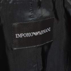Pre Owned Emporio Armani Black Pinstripe Wool Blend Pant Suit L