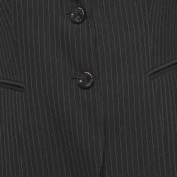 Pre Owned Emporio Armani Black Pinstripe Wool Blend Pant Suit L