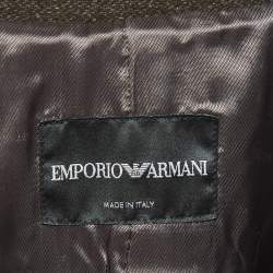Pre Owned Emporio Armani Brown Wool Detachable Fur Collar Long Coat S