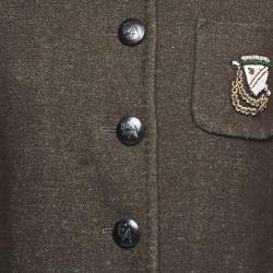 Pre Owned Emporio Armani Brown Wool Detachable Fur Collar Long Coat S