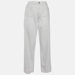 Emporio Armani Cream Cotton & Linen Straight Fit Trousers M/ Waist 31"