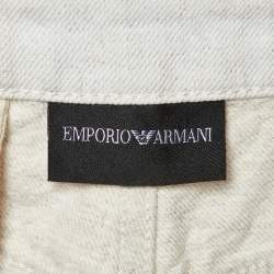 Emporio Armani Cream Cotton & Linen Straight Fit Trousers M/ Waist 31"