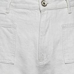Emporio Armani Cream Cotton & Linen Straight Fit Trousers M/ Waist 31"
