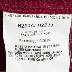 Pre Owned Emporio Armani Red Textured Knit Flounce Mini Dress S