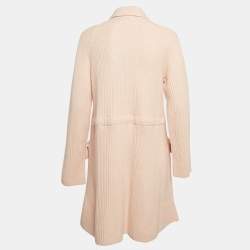 Emporio Armani Pink Virgin Wool Knit Zip-Up Coat S