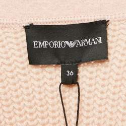 Emporio Armani Pink Virgin Wool Knit Zip-Up Coat S