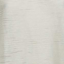 Pre Owned Emporio Armani White Stripe Textured Stretch Knit T-Shirt M