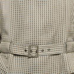 Emporio Armani Beige Gingham Linen Blend Trench Coat L