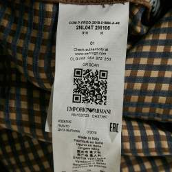 Emporio Armani Beige Gingham Linen Blend Trench Coat L