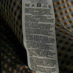 Emporio Armani Beige Gingham Linen Blend Trench Coat L