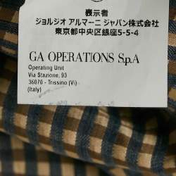 Emporio Armani Beige Gingham Linen Blend Trench Coat L