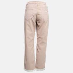 Pre Owned Emporio Armani Pink Denim Crop Jeans L Waist 34"