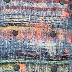 Emporio Armani Multicolor Lurex Tweed Double Breasted Mid-Length Coat S
