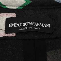 Pre Owned Emporio Armani Black Printed Crepe Mini Dress M