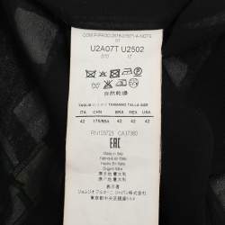 Pre Owned Emporio Armani Black Printed Crepe Mini Dress M