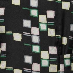 Pre Owned Emporio Armani Black Printed Crepe Mini Dress M