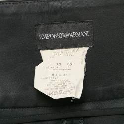 Emporio Armani Black Satin Pleated Trousers XS