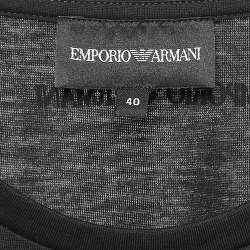 Pre Owned Emporio Armani Black Teddy and Rhinestone Embellished Jersey T-Shirt S