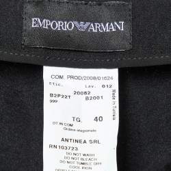 Emporio Armani Black Wool Wide Leg Trousers S