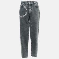 Emporio Armani Black Washed and Logo Print Denim Jeans M Waist 29"