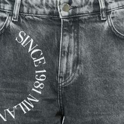 Emporio Armani Black Washed and Logo Print Denim Jeans M Waist 29"