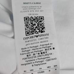 Pre Owned Emporio Armani White Cotton Logo Lace Trimmed T-Shirt M