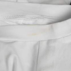 Pre Owned Emporio Armani White Cotton Logo Lace Trimmed T-Shirt M