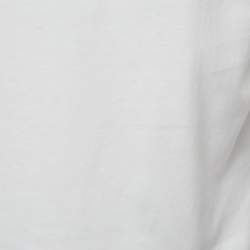 Pre Owned Emporio Armani White Cotton Logo Lace Trimmed T-Shirt M