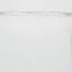 Pre Owned Emporio Armani White Cotton Logo Lace Trimmed T-Shirt M