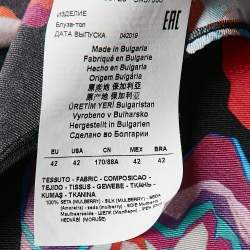 Pre Owned Emporio Armani Black Floral Abstract Print Silk Top L