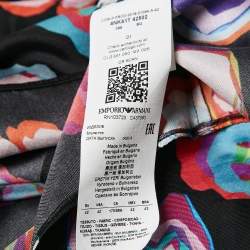 Pre Owned Emporio Armani Black Floral Abstract Print Silk Top L