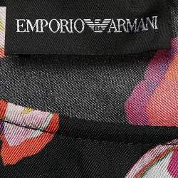 Pre Owned Emporio Armani Black Floral Abstract Print Silk Top L