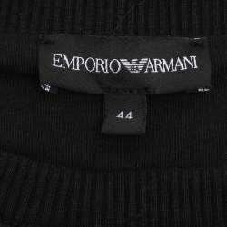 Pre Owned Emporio Armani Black Fabric Tape Logo Sweatshirt M
