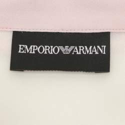 Pre Owned Emporio Armani Cream/Pink Silk Button Front Shirt L