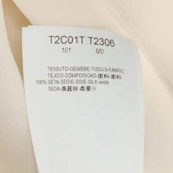 Pre Owned Emporio Armani Cream/Pink Silk Button Front Shirt L