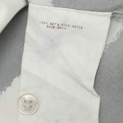 Pre Owned Emporio Armani Grey/Pink Striped Silk Top M