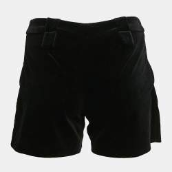 Pre Owned Emporio Armani Black Velvet Shorts S