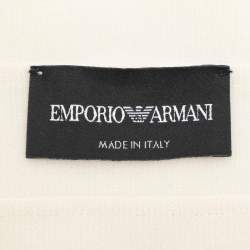 Pre Owned Emporio Armani Cream Viscose Blend Pleated Mini Skirt M
